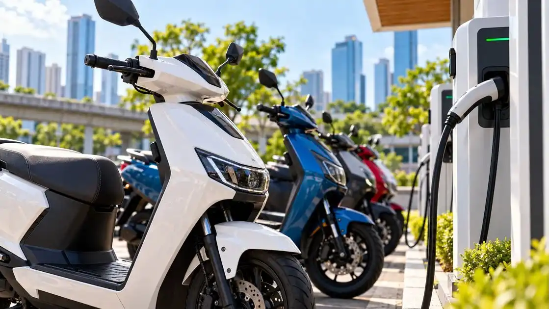 Deretan motor listrik di stasiun pengisian daya perkotaan