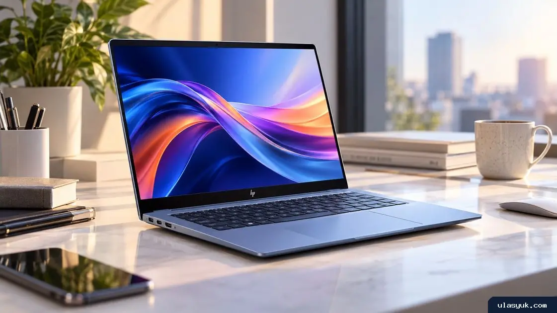 Laptop HP Star Book Air 14 berbodi aluminium dengan layar OLED warna-warni