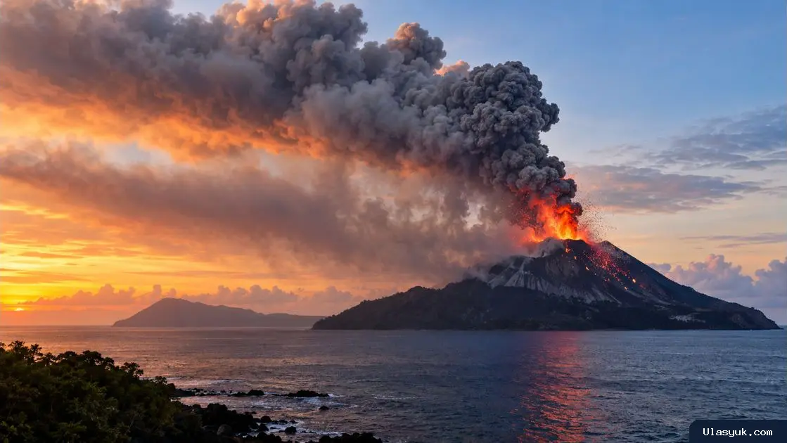 Abu Vulkanik Anak Krakatau Mengarah ke Barat, Terpantau hingga 1,8 Km