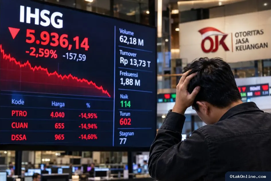 IHSG Anjlok 2,59% ke 5.936,14, Saham Energi Berguguran