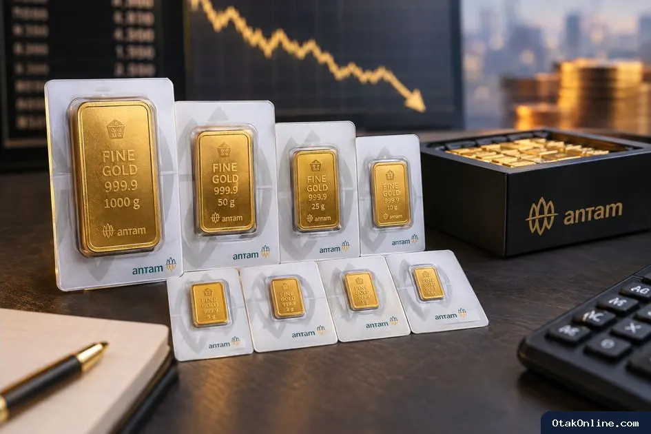 Harga Emas Antam Hari Ini Turun Rp2.000 Jadi Rp2,574 Juta
