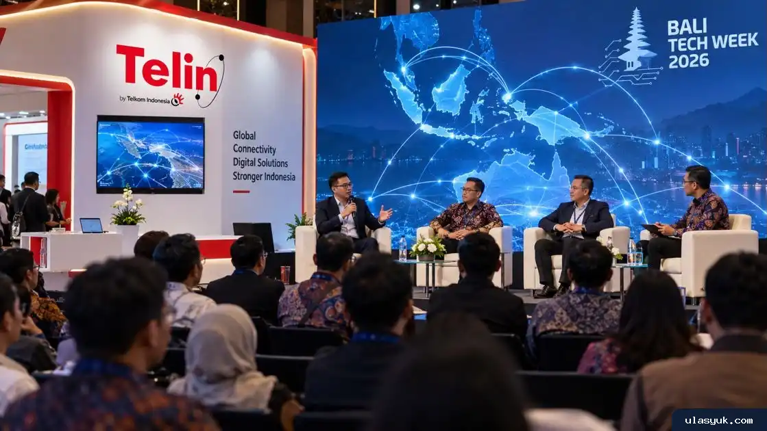Ilustrasi jaringan konektivitas digital internasional yang menghubungkan Indonesia dengan berbagai negara melalui kabel bawah laut dan pusat data.